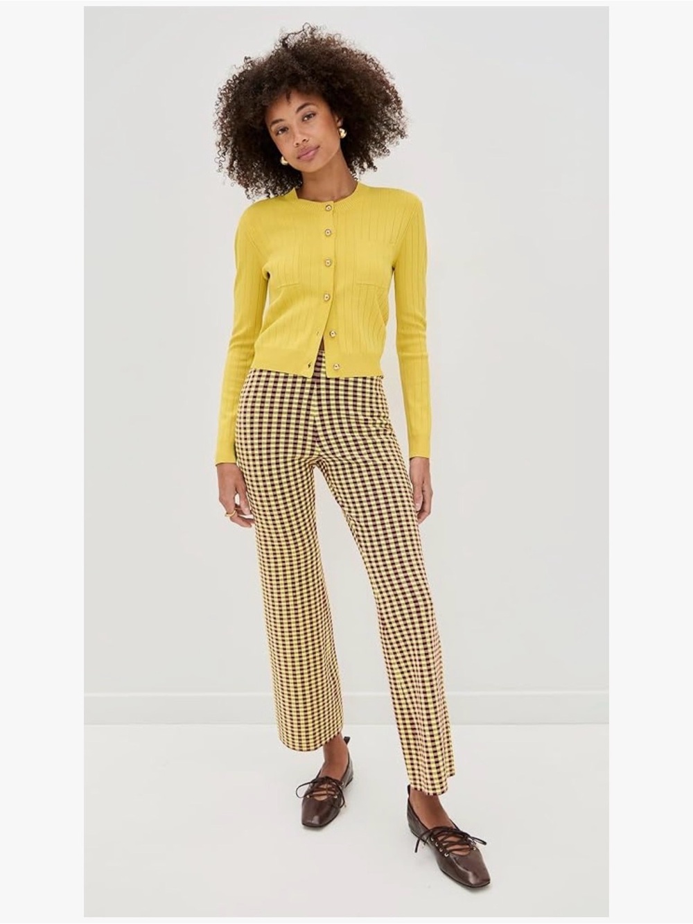 NWT Le Bop Gingham Flare Pants